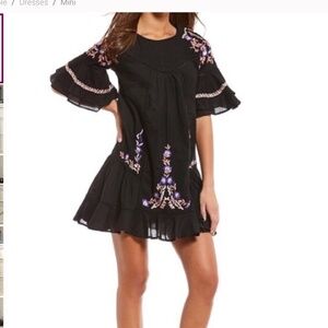 Free People Min Shift Dress Embroidered XS